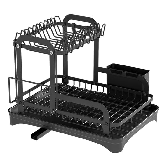2-Tier Dish Drying Rack with Drainboard - Complete Kitchen Organizer Set
