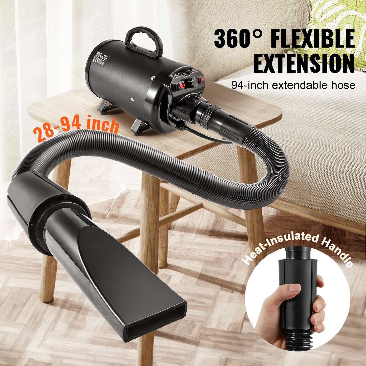 Professional Dog Blow Dryer 2800W - 4 Nozzles & Adjustable Speed