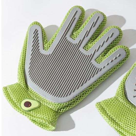 2-in-1 Pet Grooming Gloves - Hair Removal & Massage for Dogs & Cats