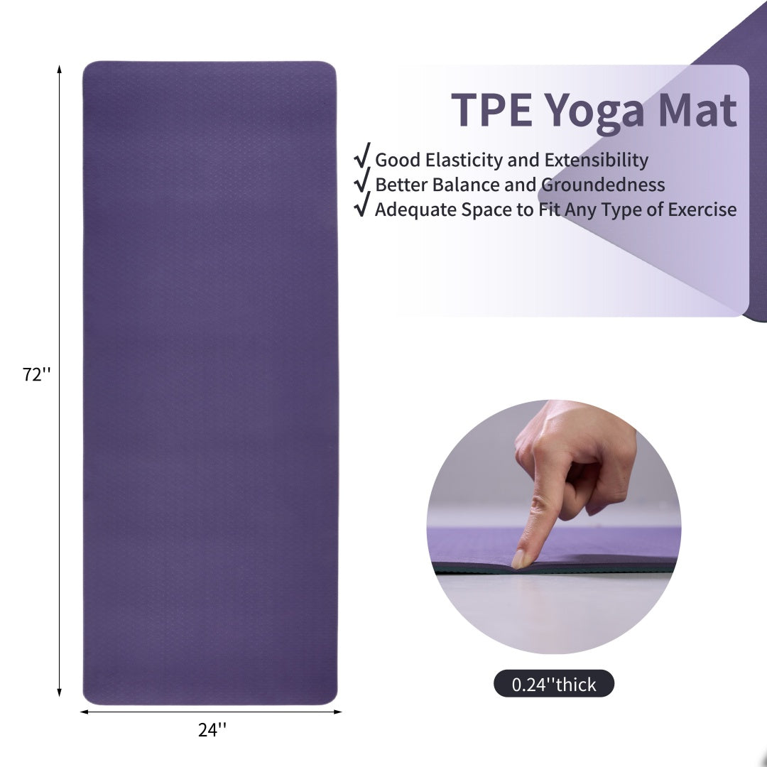 Professional TPE Yoga Mat 72"x24" - Non-Slip Workout Mat for Women