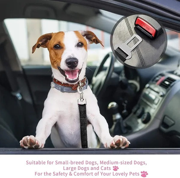 2-Pack Pet Car Safety Seatbelt - Adjustable Dog Cat Harness Seat Belt
