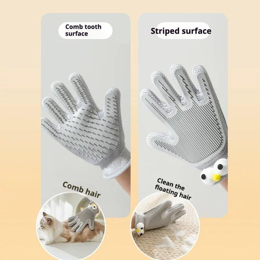 2-in-1 Pet Grooming Gloves - Hair Removal & Massage for Dogs & Cats