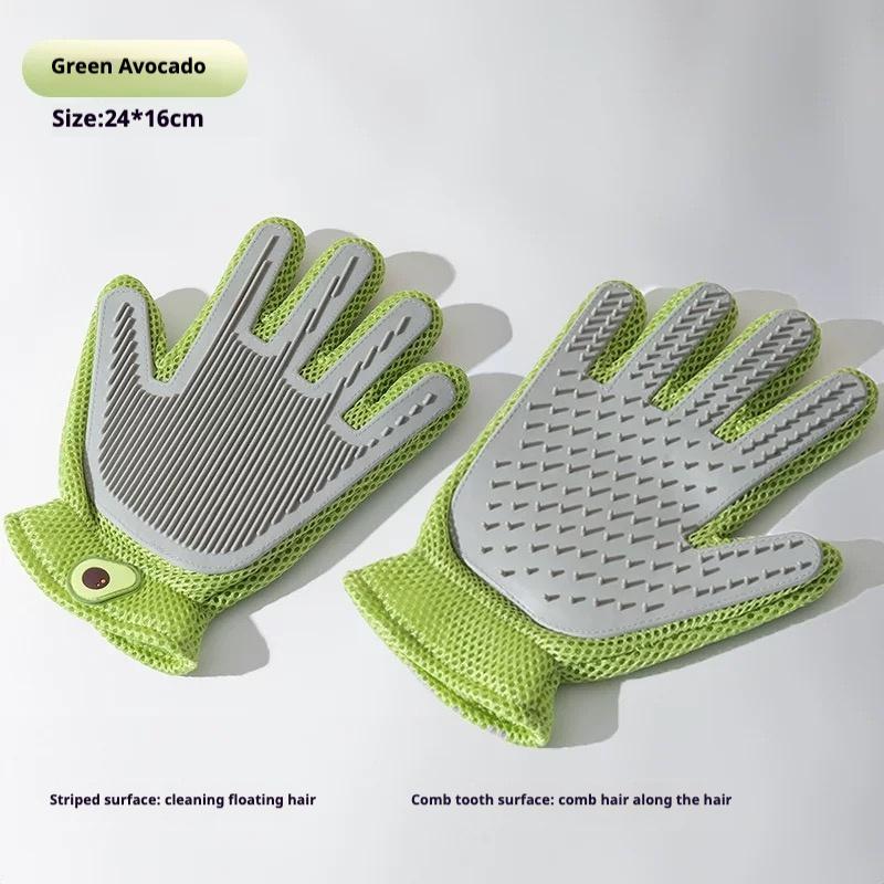 2-in-1 Pet Grooming Gloves - Hair Removal & Massage for Dogs & Cats