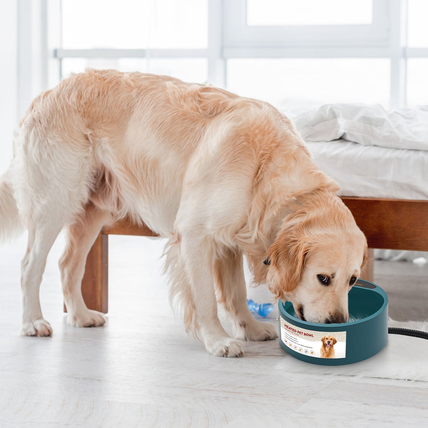 Heated Pet Water Bowl 74.4OZ - IP67 Waterproof for Dogs, Cats & Rabbits