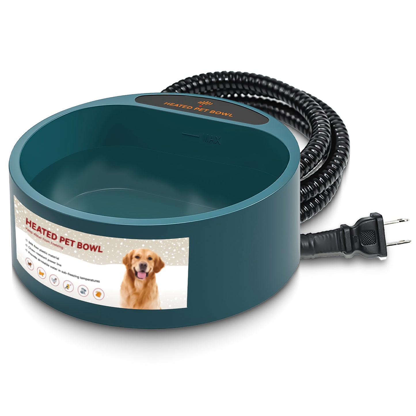 Heated Pet Water Bowl 74.4OZ - IP67 Waterproof for Dogs, Cats & Rabbits